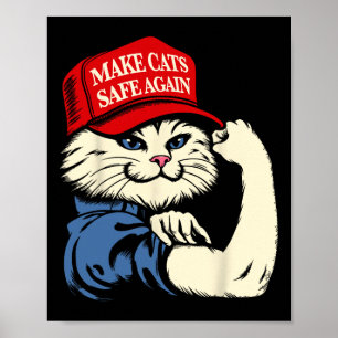 Poster Tornar Gatos Seguros Novamente Chapéu Vermelho Gat