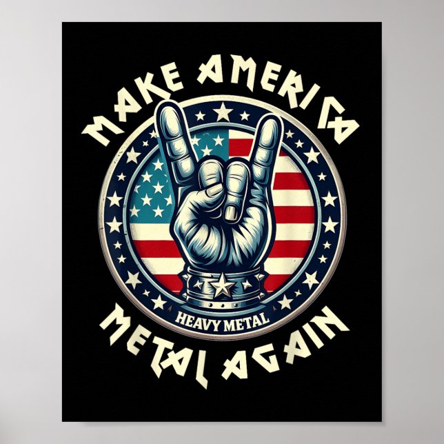 Poster Torne a América Metal novamente Trump Rock Heavy M (Frente)