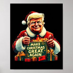 Poster Torne o Natal Grande Novamente Funny Santa Trump 2
