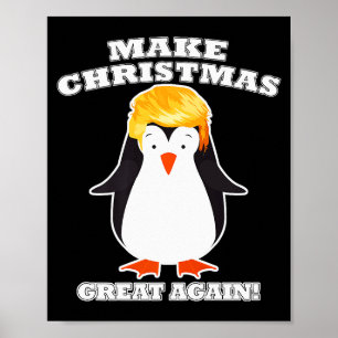 Poster Torne o Natal Grande Novamente Pinguim Fofo Férias