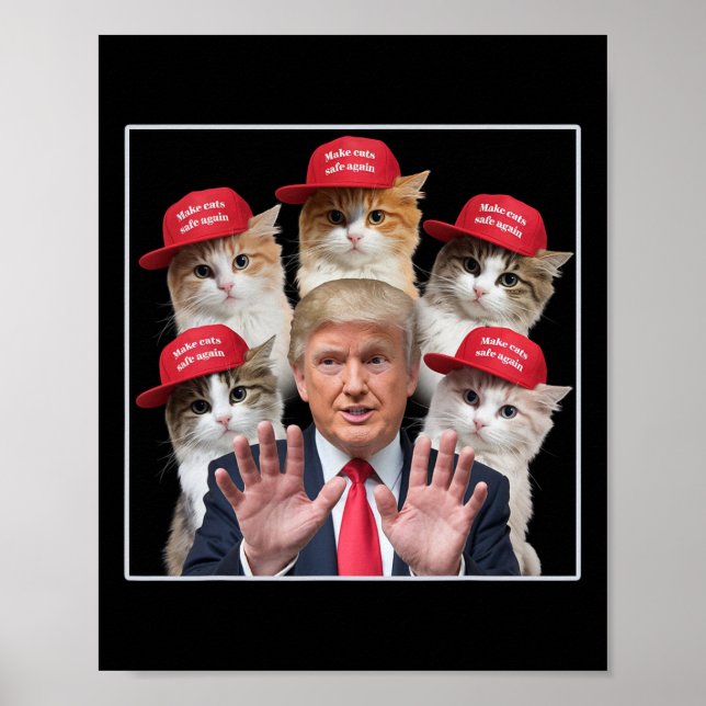 Poster Torne Os Gatos Seguros Novamente Trump 2024 Red Ha (Frente)