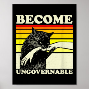 Poster Torne-se Incontrolável Gato Negro Mordendo Mão Eng