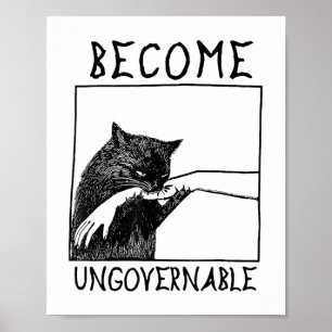 Poster Torne-se ingovernável - Gato Negro Mordendo Mão En