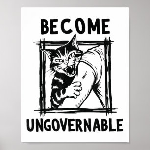 Poster Torne-se ingovernável - Gato Negro Mordendo Mão En