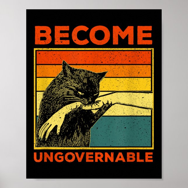 Poster Torne-se ingovernável - Gato Negro Mordendo Mão En (Frente)