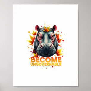 Poster Torne-se um Retro Bebê Anônimo Hippo Moo Deng Autu