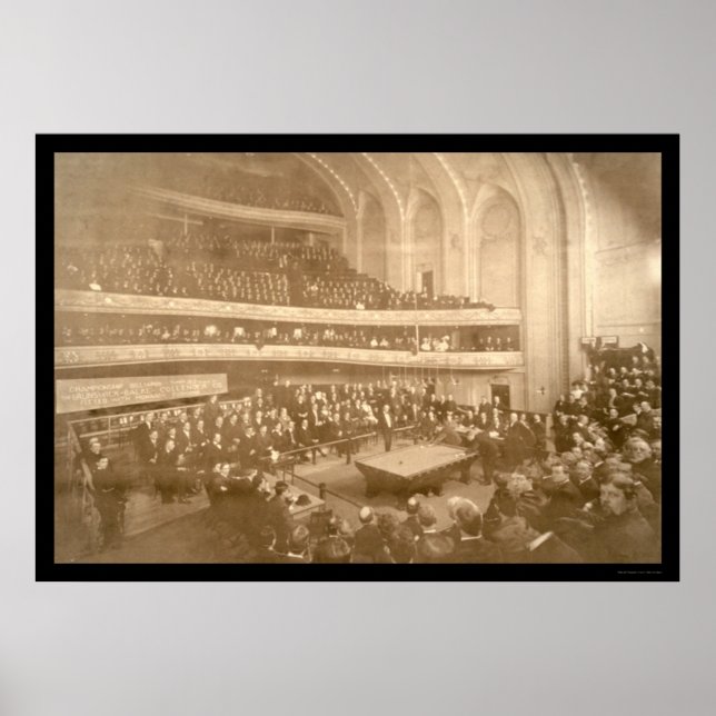 Poster Torneio Billiards Foto 1908 (Frente)