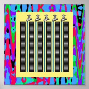 Póster Torneira de água: Ilusão óptica de torneiras de