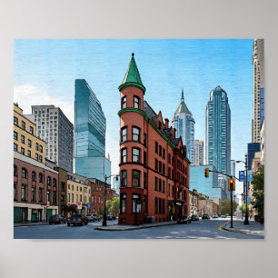 Poster Toronto Canada Gooderham Building Watercolor