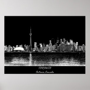 Poster Toronto Ontario Canada Black Skyline Photo 188