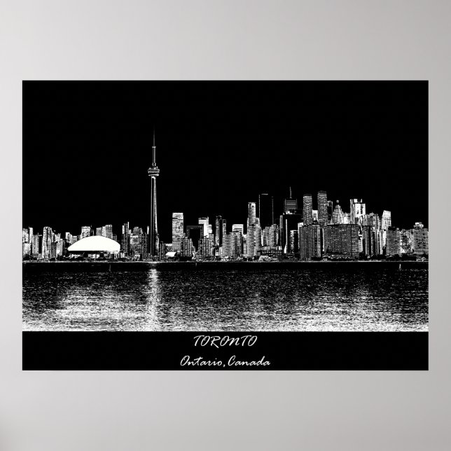 Poster Toronto Ontario Canada Black Skyline Photo 188 (Frente)