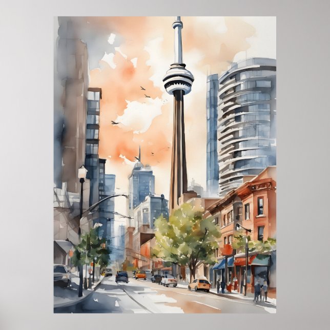 Poster Toronto watercolor art (Frente)