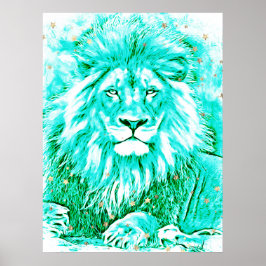 Poster *~* Torquoise Art Celestial LION AP23