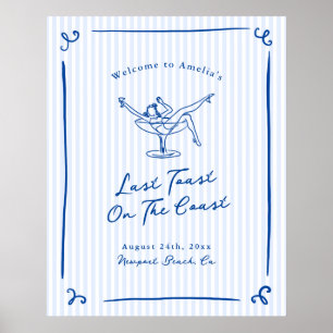 Poster Torrada Azul Caprichosa Desenhada à Mão na Costa