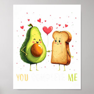 Poster Torrada de Abacate Você Me Completa Piada Vegana F