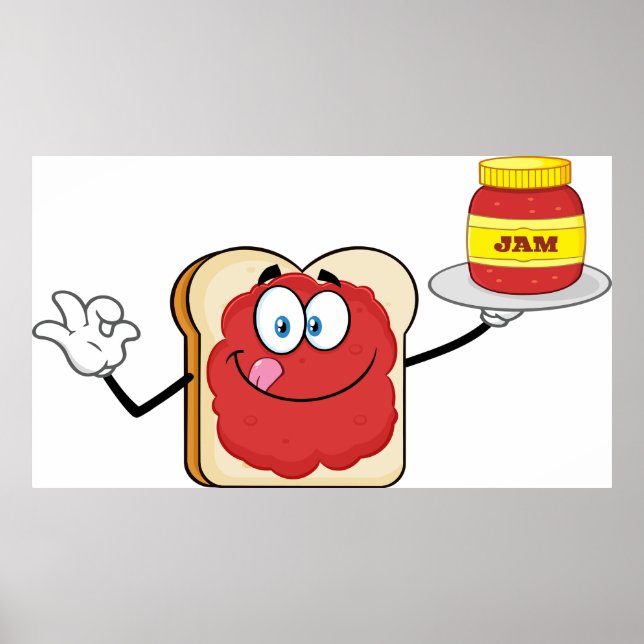 Poster Torrada de Geléia de Morango Personagem de Desenho (Frente)