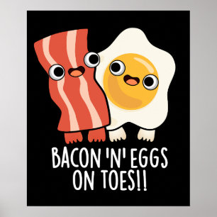 Poster Torradas Divertidas com Bacon e Ovos nos Dedos dos