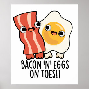 Poster Torradas Divertidas Com Bacon E Ovos Nos Dedos Dos