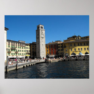 Póster Torre Apponale e porto em Riva del Garda.