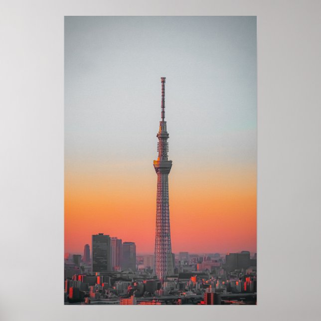 Poster Torre Carmesim: Tokyo Skytree ao Crepúsculo (Frente)