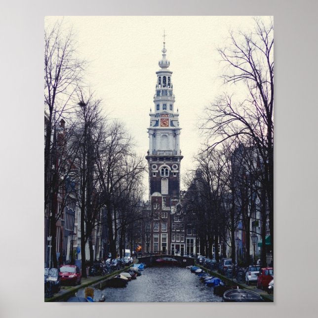 Poster Torre da Igreja do Canal Zuiderkerk de Amsterdã (Frente)