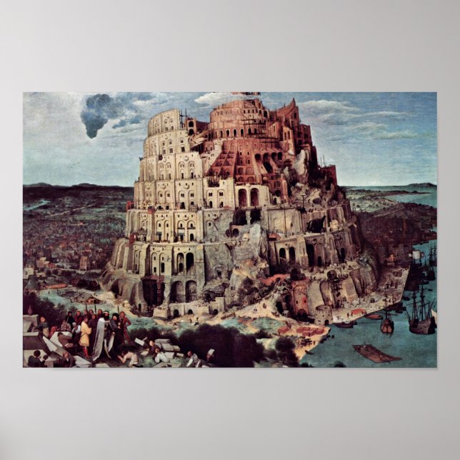 Póster Torre De Babel, De Bruegel D. Ä. Pieter (Frente)