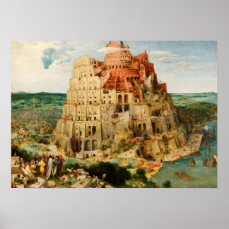 Poster Torre de Babel por Peter Bruegel, o Velho