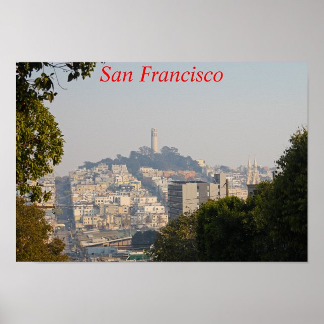 Poster Torre de Coit Hpreguiçoso, San Fancisco, Califórni (Frente)