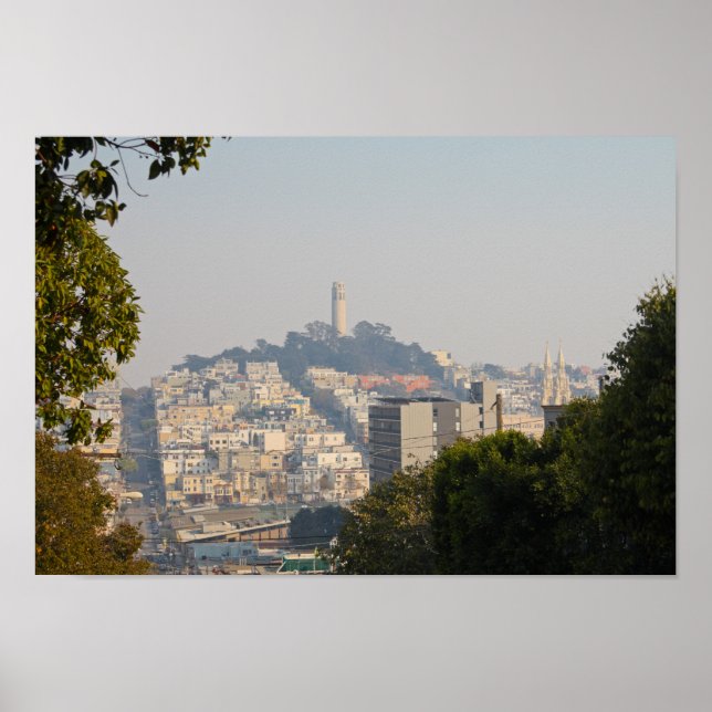 Poster Torre de Coit Hpreguiçoso, San Fancisco, Califórni (Frente)