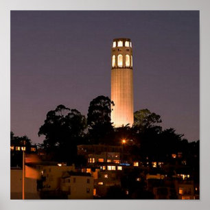 Poster Torre de Coit na noite