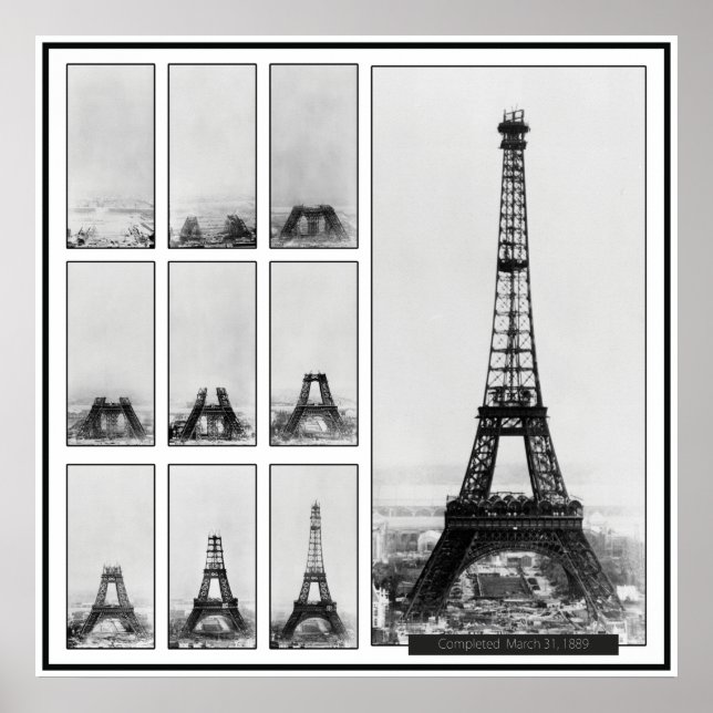 Póster Torre de Gustav Eiffel em construção (Frente)