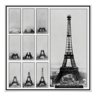 Póster Torre de Gustav Eiffel em Construção em Paris