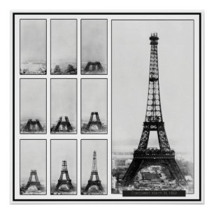 Póster Torre de Gustavo Eiffel sob a construção em Pari