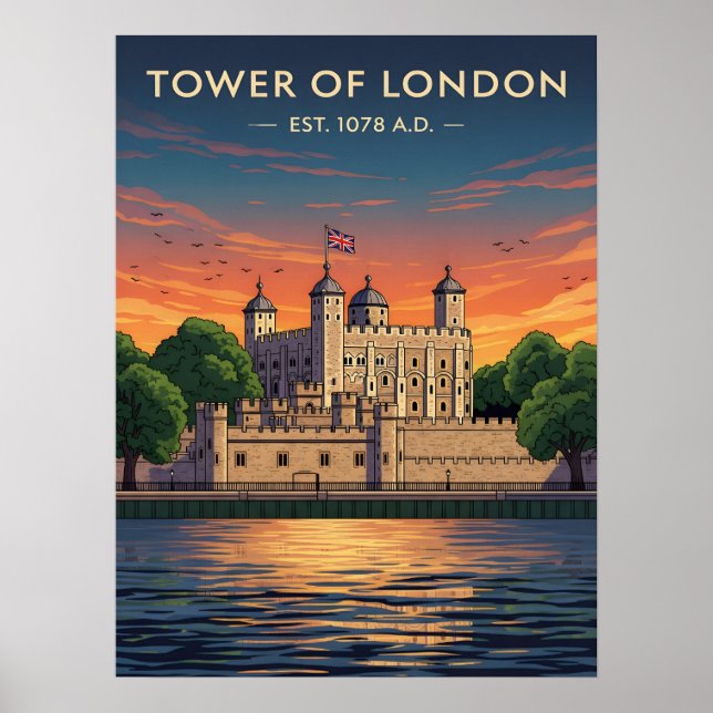 Poster Torre de Londres ao pôr do sol (Frente)
