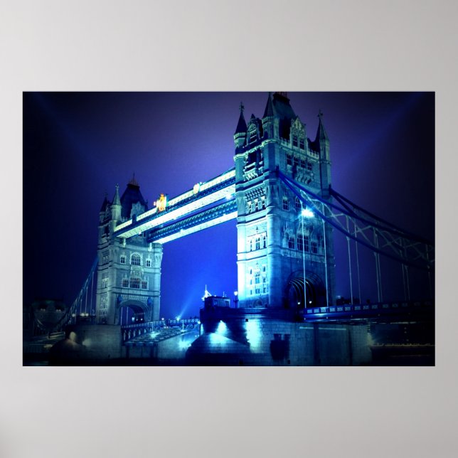 Póster Torre de Londres Bridge à Noite Azul (Frente)