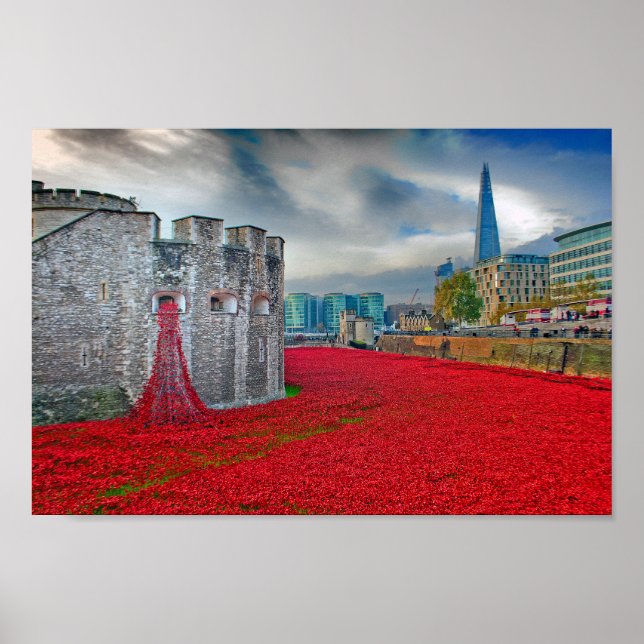 Poster Torre de Londres Red Poppies Inglaterra Reino Unid (Frente)