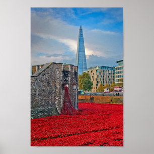 Poster Torre de Londres Red Poppies Inglaterra Reino Unid
