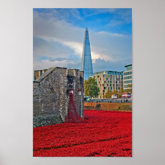 Poster Torre de Londres Red Poppies Inglaterra Reino Unid (Frente)