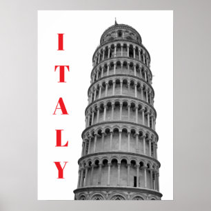Poster Torre de Pisa Itália Preto e Branco