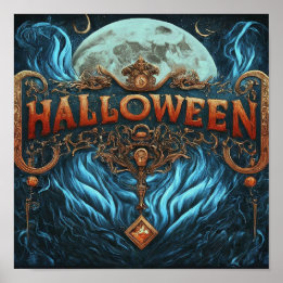 Poster Torre de Relógio de Halloween Assombrada