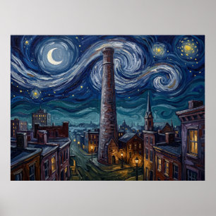Poster Torre de Tiro de Baltimore Noite Estrelada