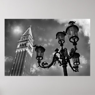 Póster Torre de Veneza San Marco e luz de rua