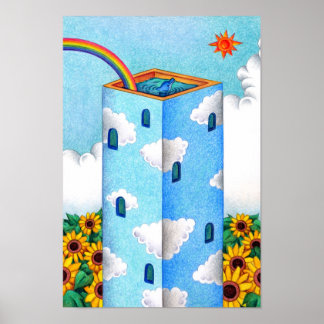 Poster Torre de verão coberta por um céu azul.