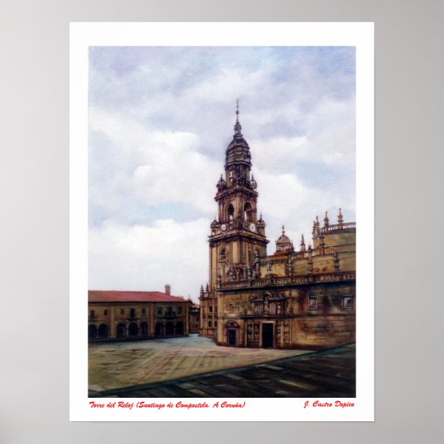 Poster Torre del Reloj (Santiago de Compostela). A Corunh (Frente)