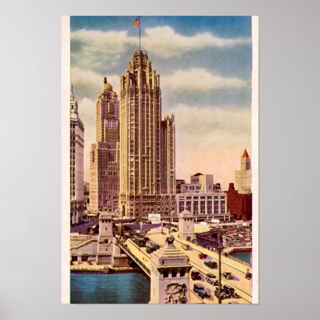 Póster Torre do Tribunal de Illinois de Chicago (Frente)