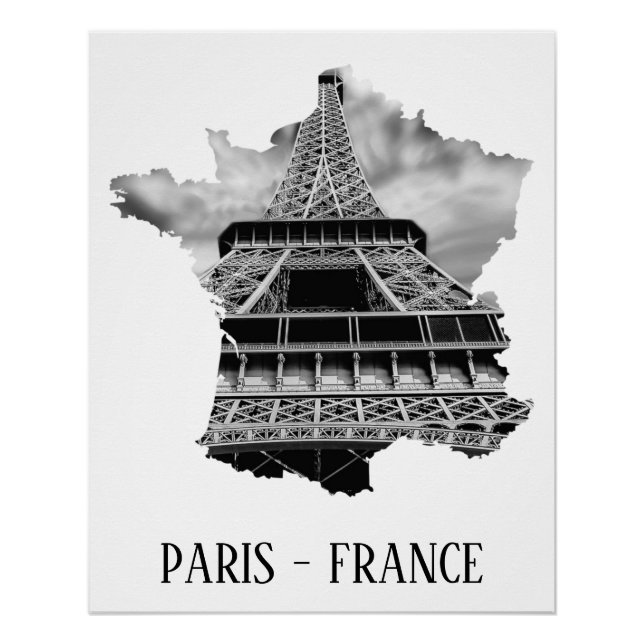 Póster Torre Eiffel BnW (Frente)
