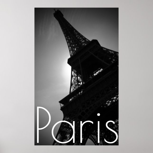 Póster Torre Eiffel Branca Negra em Paris (Frente)