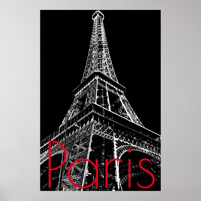 Póster Torre Eiffel Branca Negra na Trabalho de arte de P (Frente)