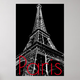 Póster Torre Eiffel branca preta em trabalhos de arte de