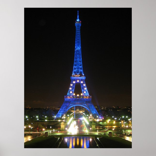 Póster Torre Eiffel Cênica à Noite (Frente)